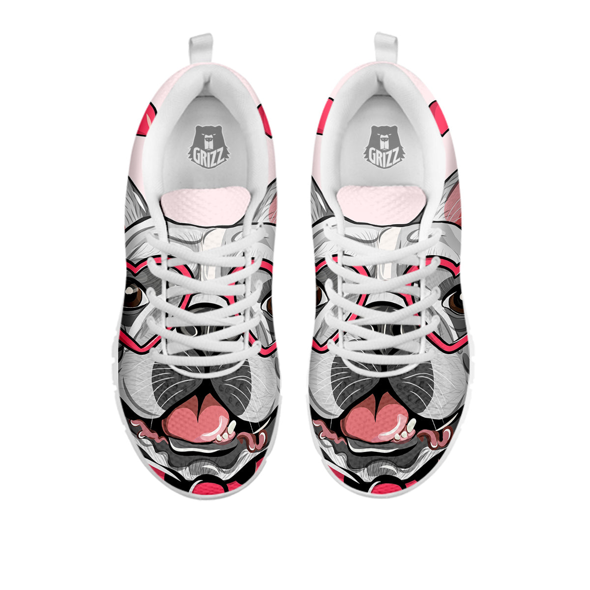 Pug With Glasses Cute Print Cute White Sneaker-grizzshop