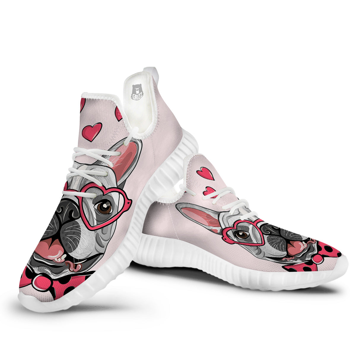 Pug With Glasses Cute Print Cute White Walking Shoes-grizzshop