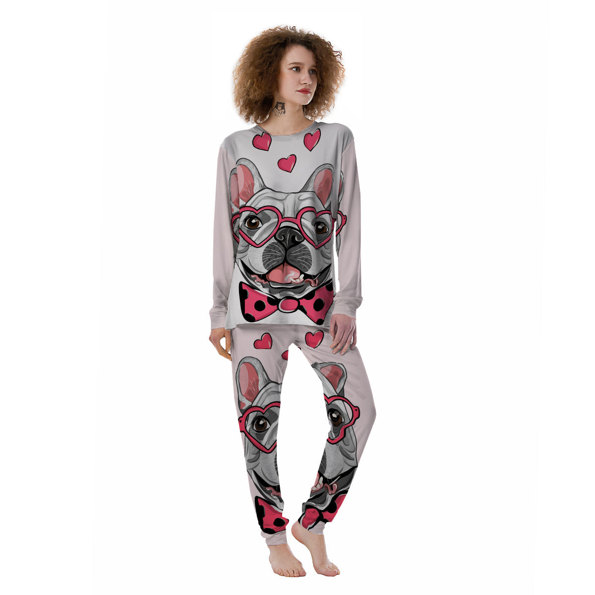 Pug With Glasses Cute Print Cute Women's Pajamas-grizzshop