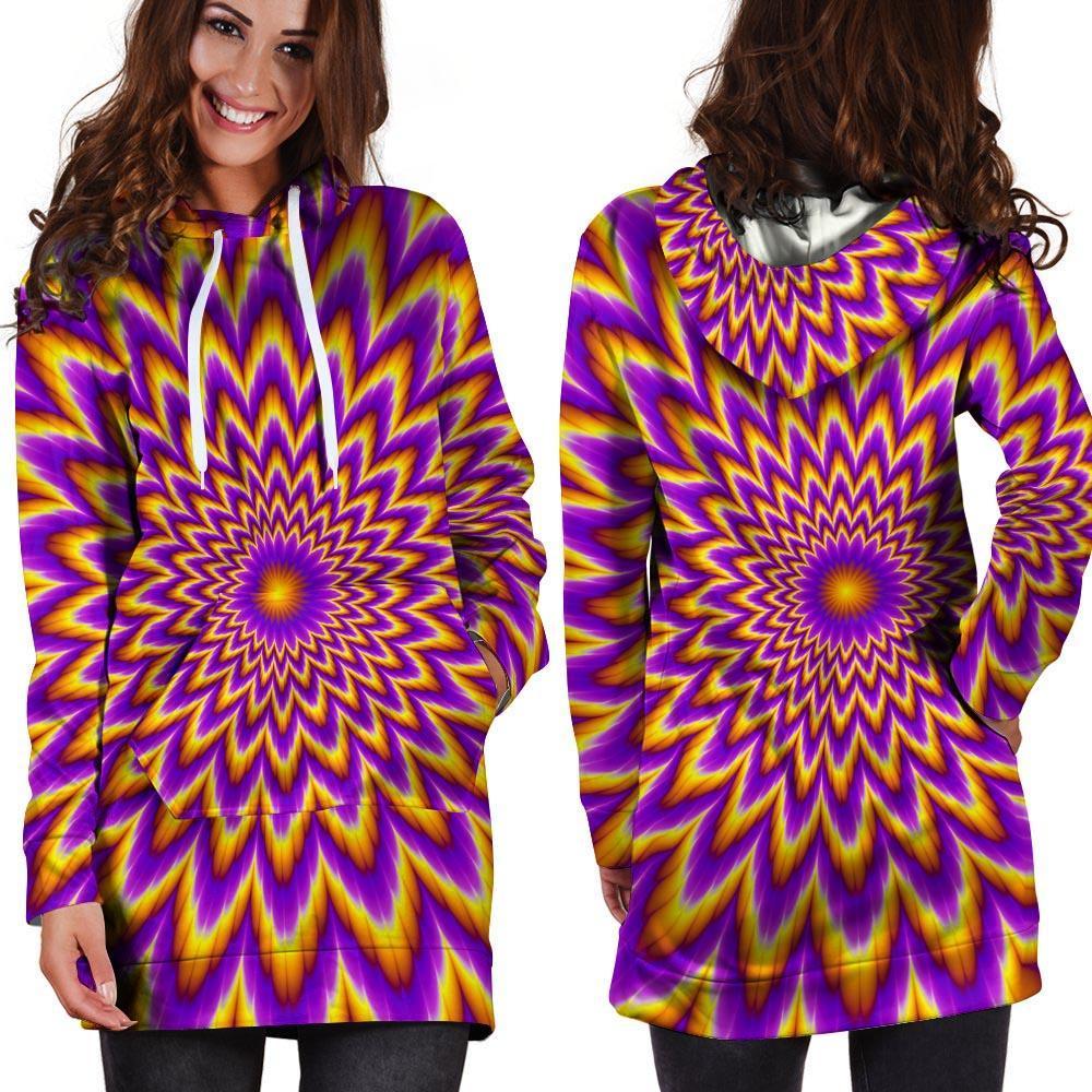 Pulsing Optical illusion Hoodie Dress-grizzshop