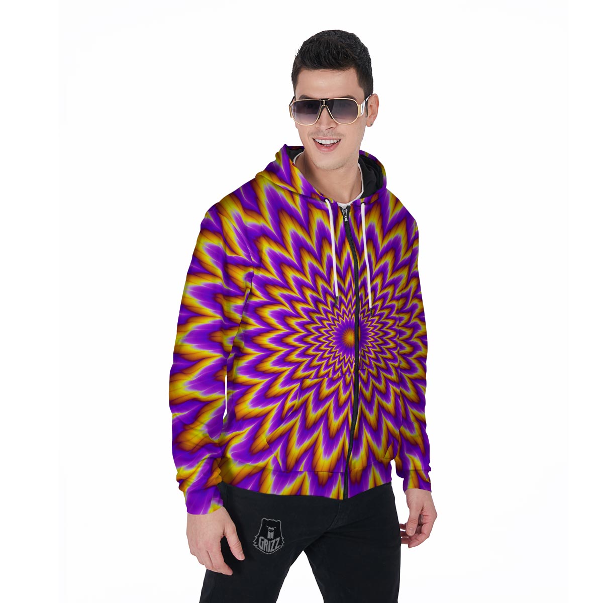 Pulsing Optical illusion Men's Zip Up Hoodie-grizzshop