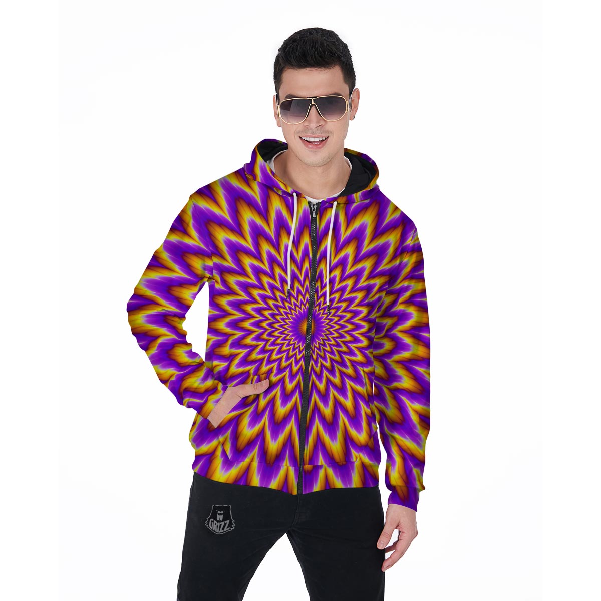 Pulsing Optical illusion Men's Zip Up Hoodie-grizzshop
