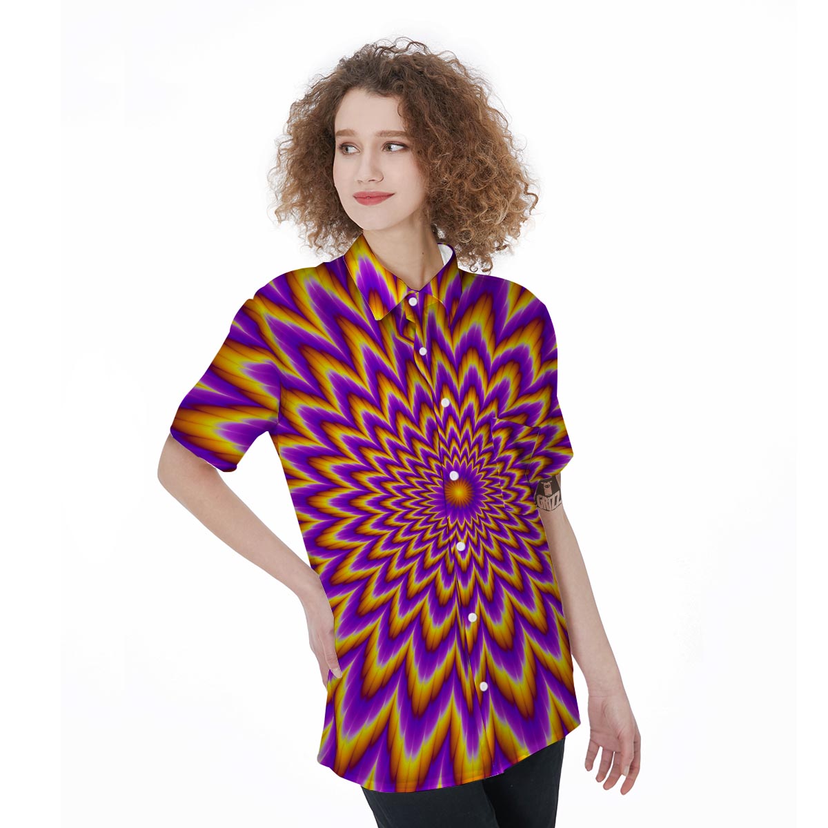 Pulsing Optical illusion Women's Short Sleeve Shirts-grizzshop