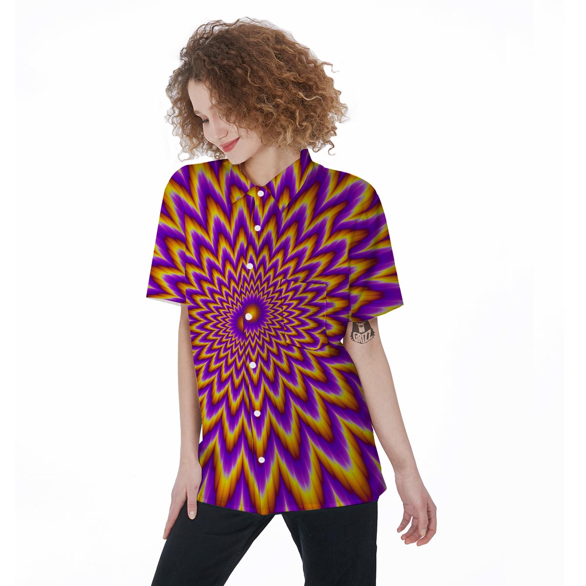 Pulsing Optical illusion Women's Short Sleeve Shirts-grizzshop