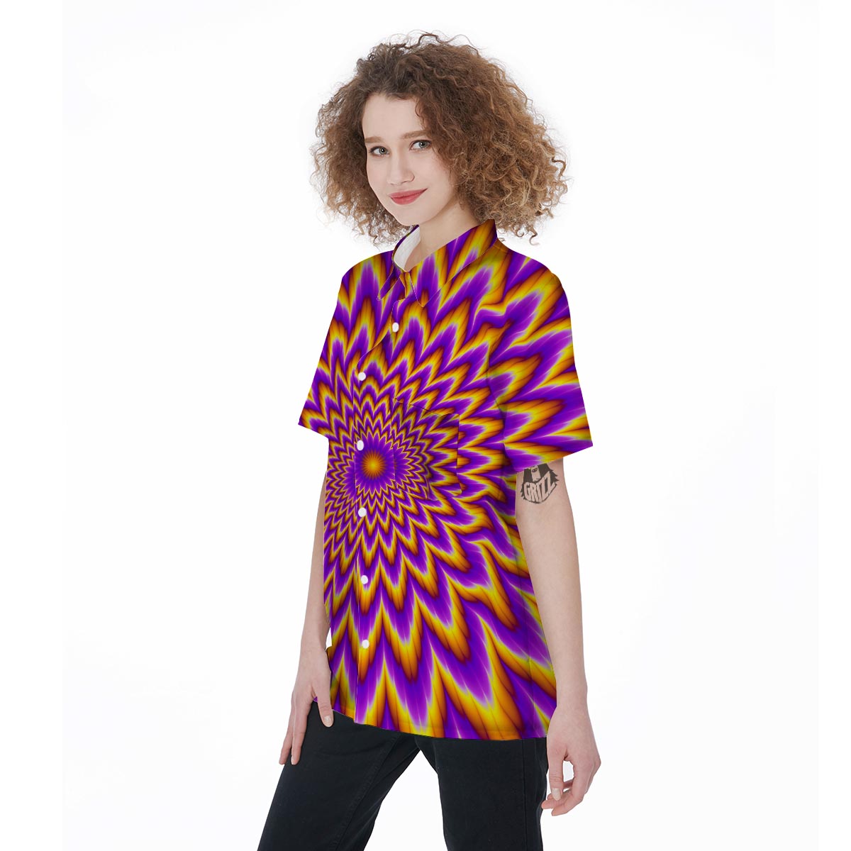 Pulsing Optical illusion Women's Short Sleeve Shirts-grizzshop