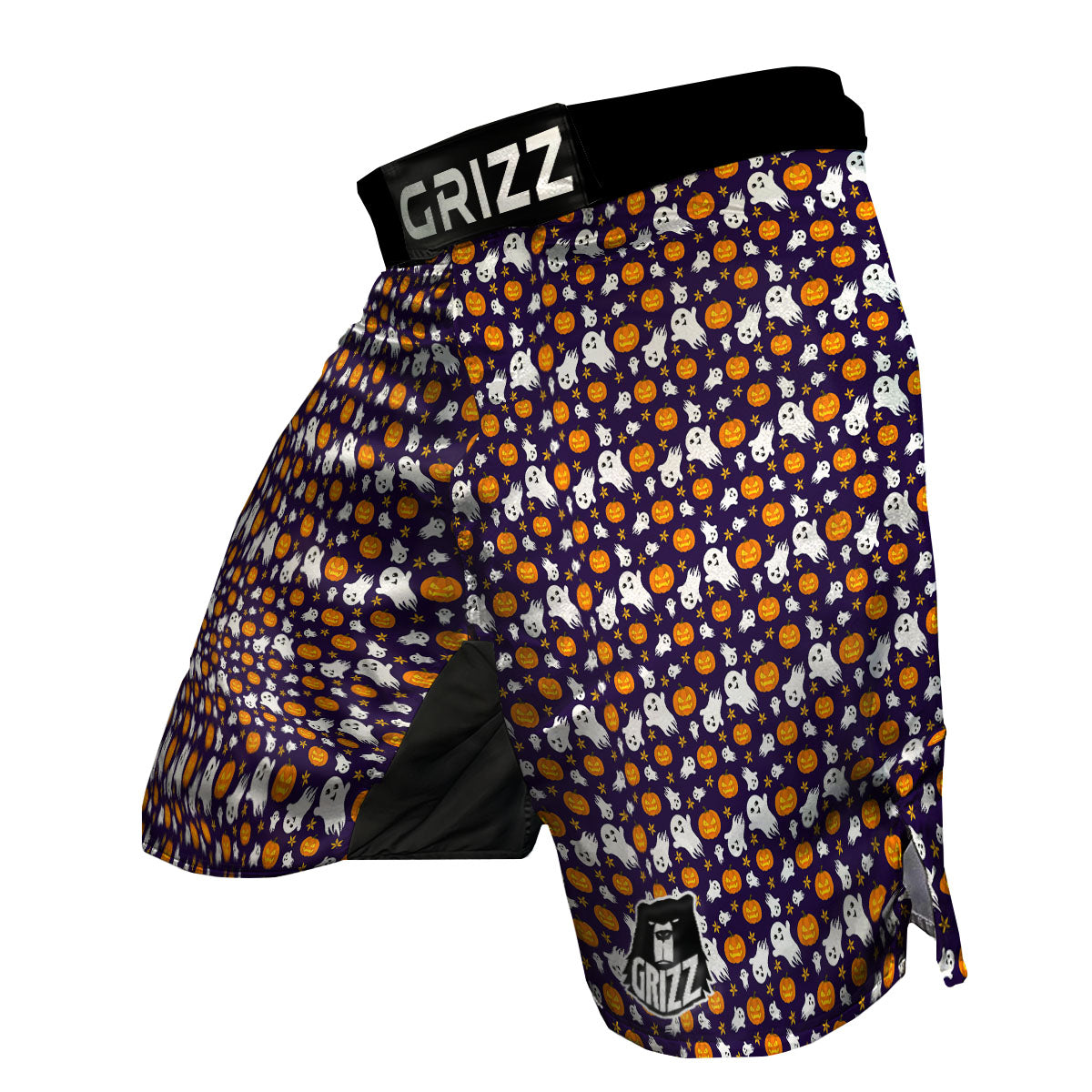 Pumpkin And Ghost Print Pattern MMA Shorts-grizzshop