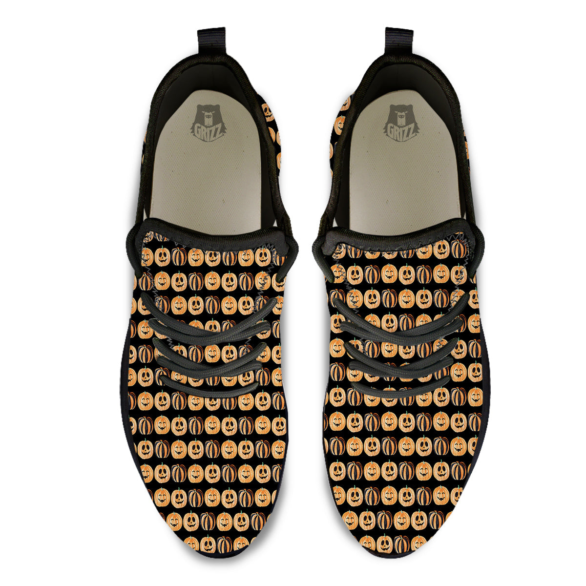 Pumpkin Cute Print Pattern Black Athletic Shoes-grizzshop