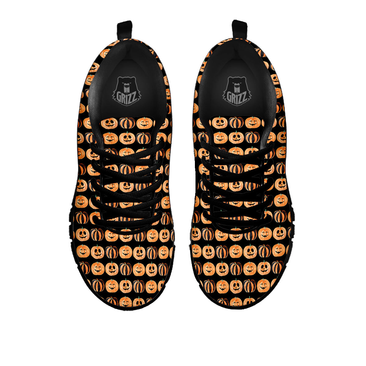 Pumpkin Cute Print Pattern Black Sneaker-grizzshop