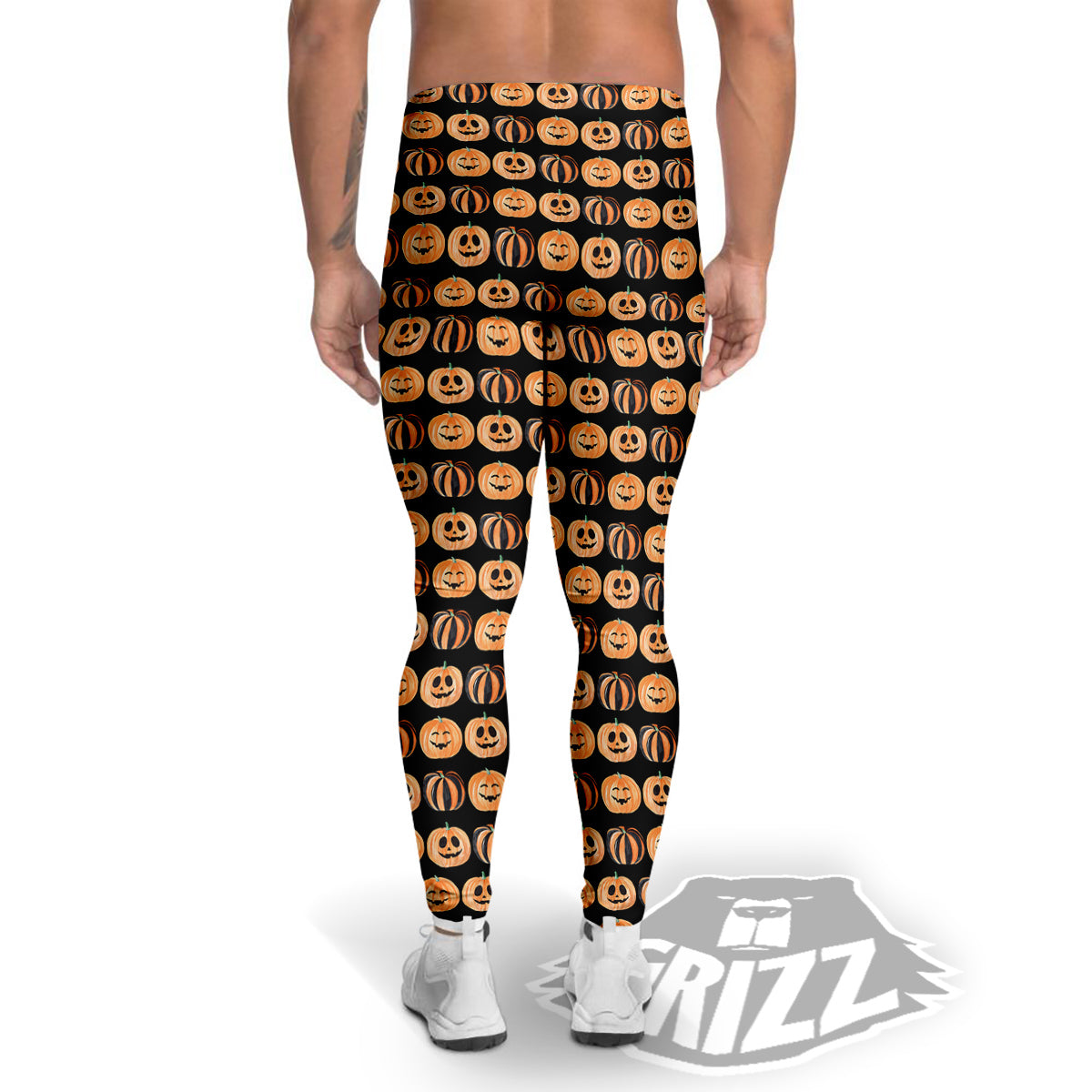 Pumpkin Cute Print Pattern Men's Leggings-grizzshop