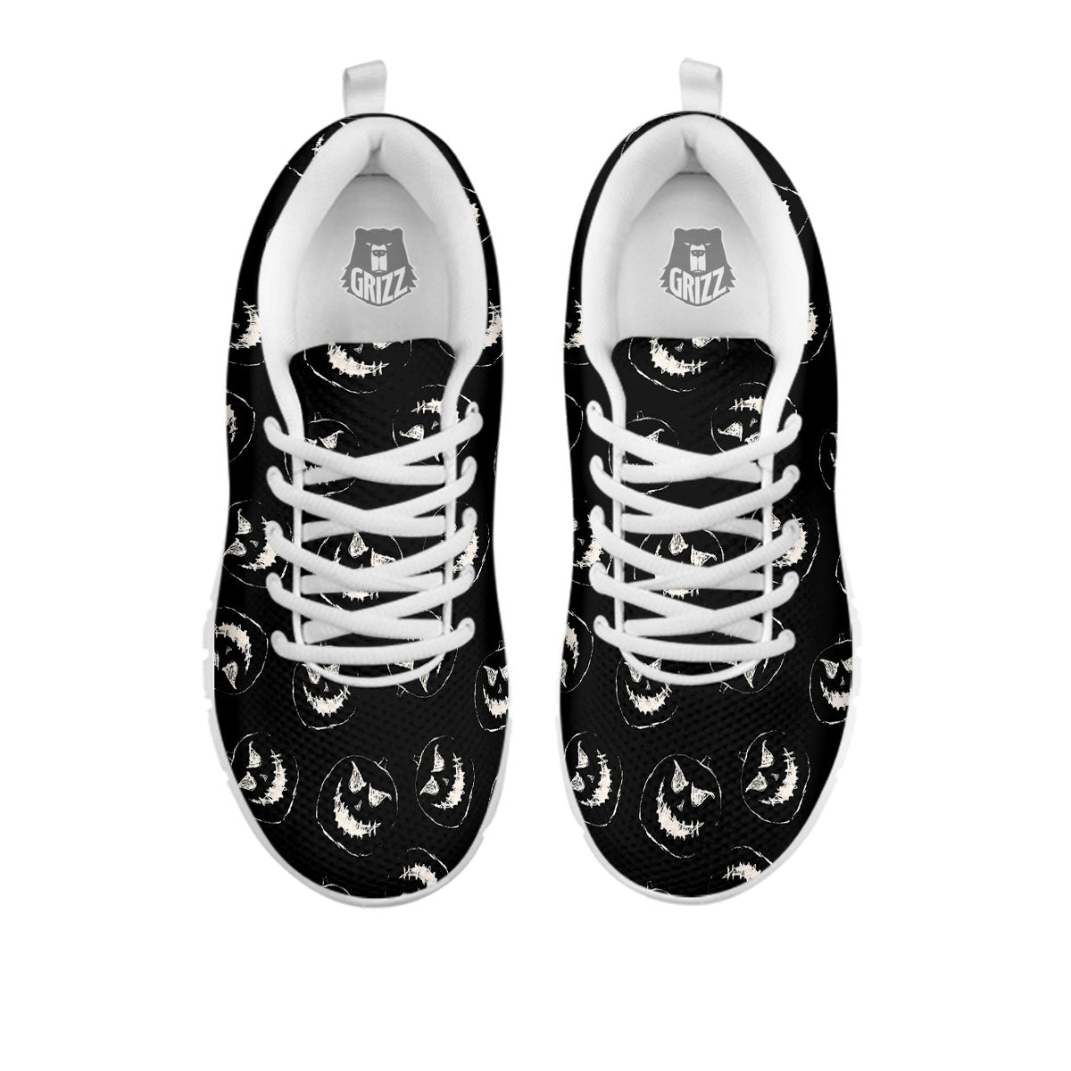 Pumpkin Faces Halloween Print Pattern White Sneaker-grizzshop