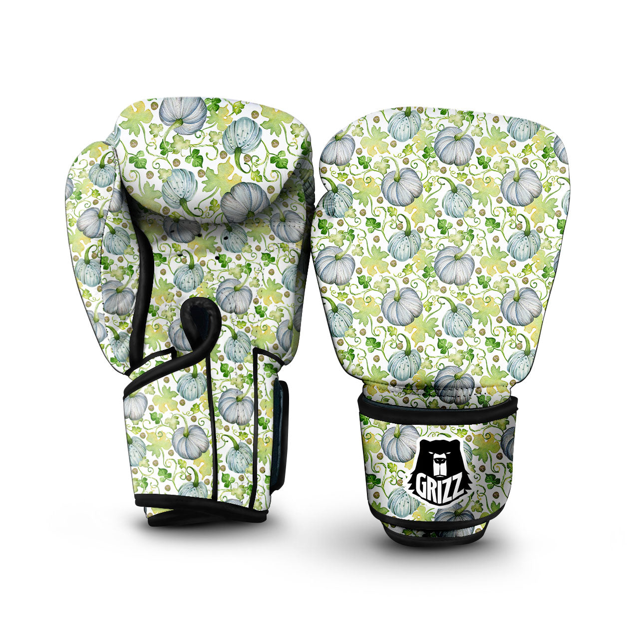Pumpkin Green Print Pattern Boxing Gloves-grizzshop