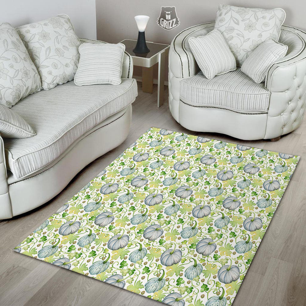 Pumpkin Green Print Pattern Floor Mat-grizzshop
