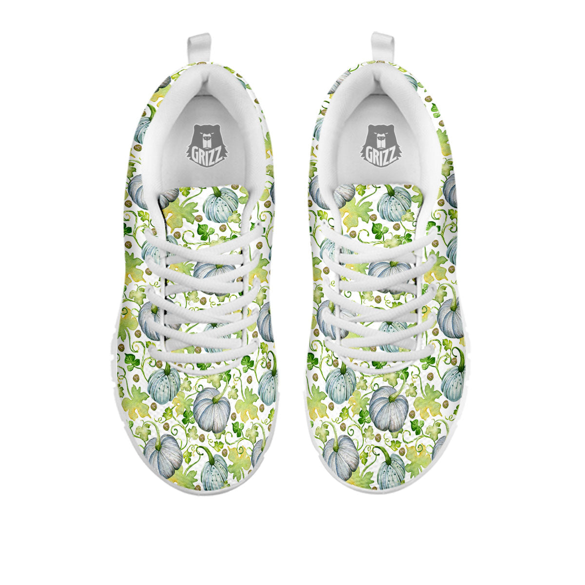 Pumpkin Green Print Pattern White Sneaker-grizzshop