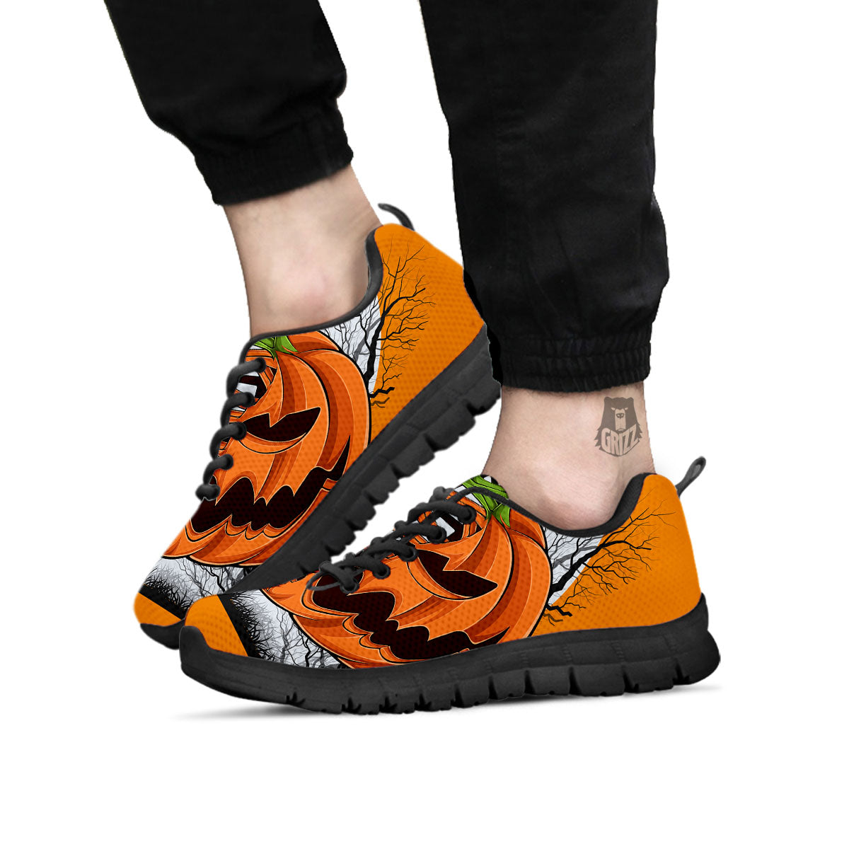Pumpkin Halloween Character Print Black Sneaker-grizzshop