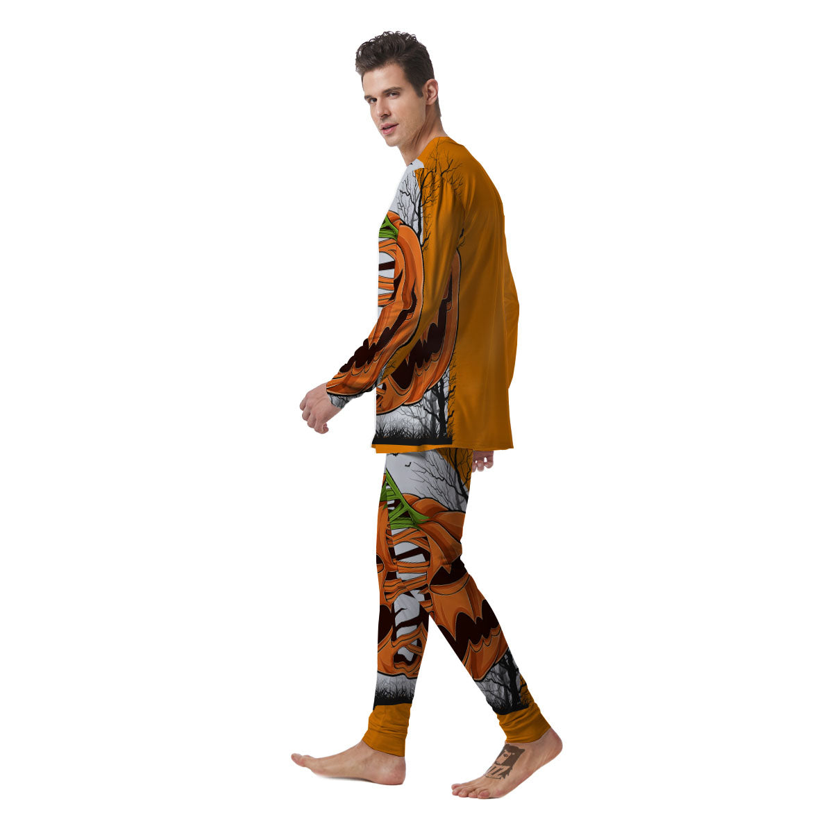 Pumpkin Halloween Character Print Men's Pajamas-grizzshop