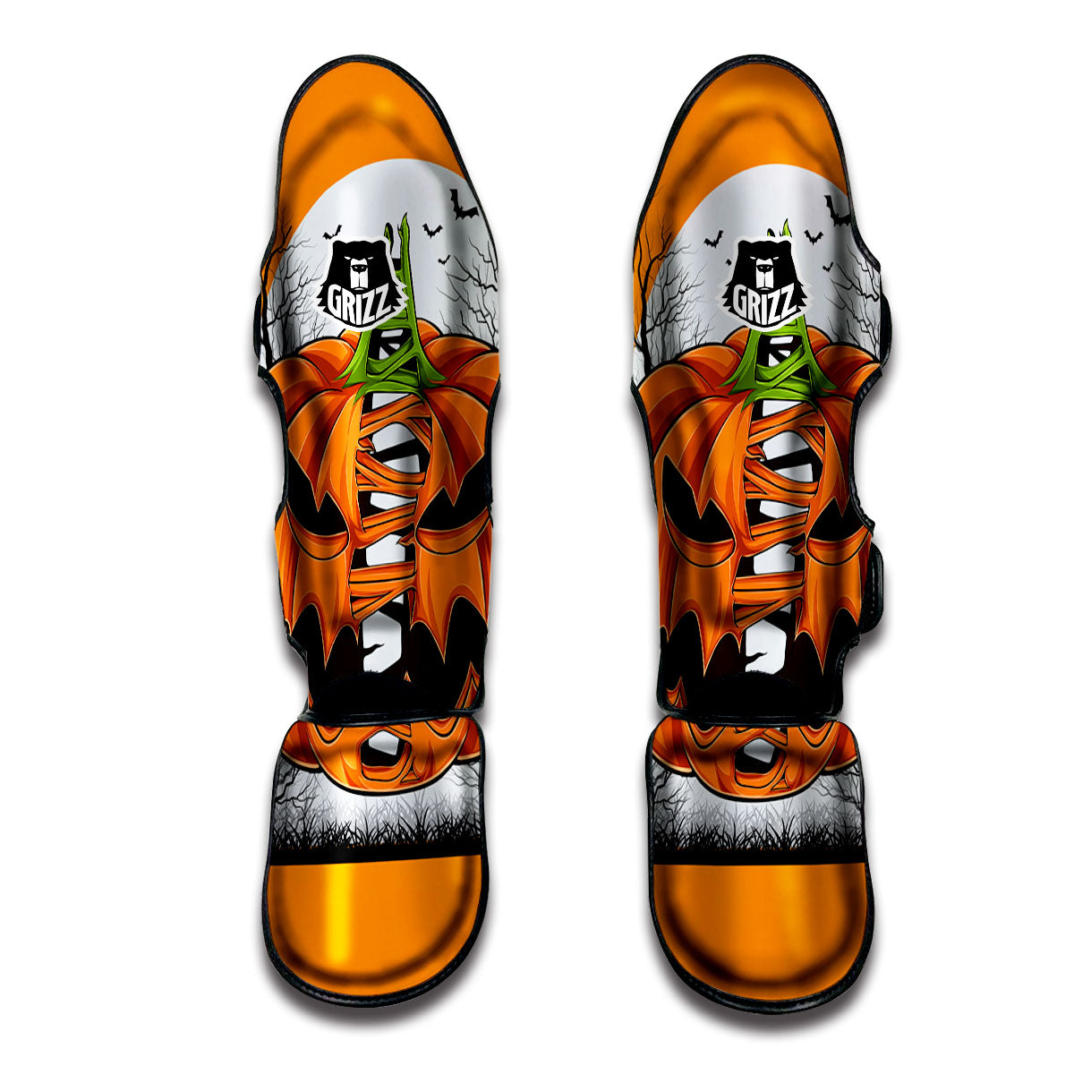 Pumpkin Halloween Character Print Muay Thai Shin Guards-grizzshop