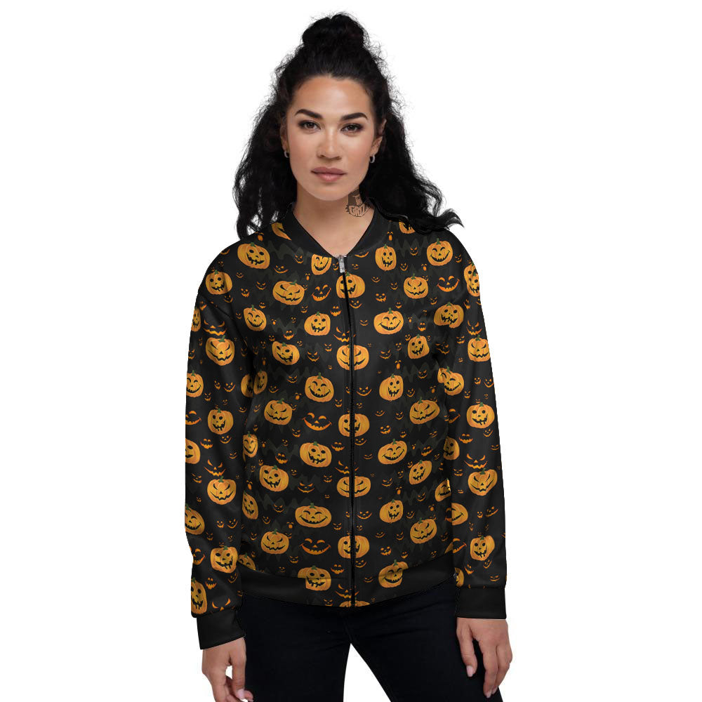 Pumpkin Halloween Fun Print Pattern Women's Bomber Jacket-grizzshop