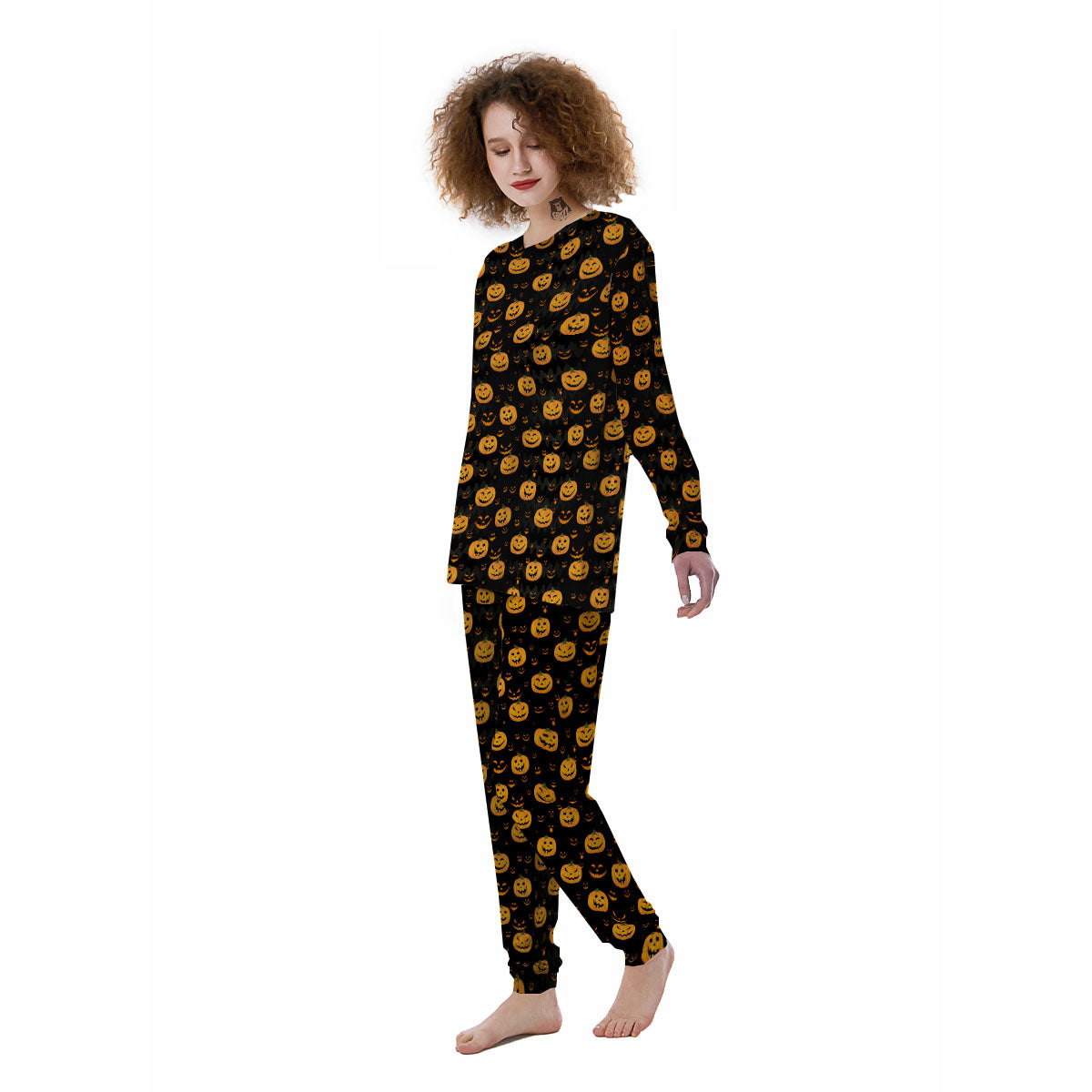 Pumpkin Halloween Fun Print Pattern Women's Pajamas-grizzshop
