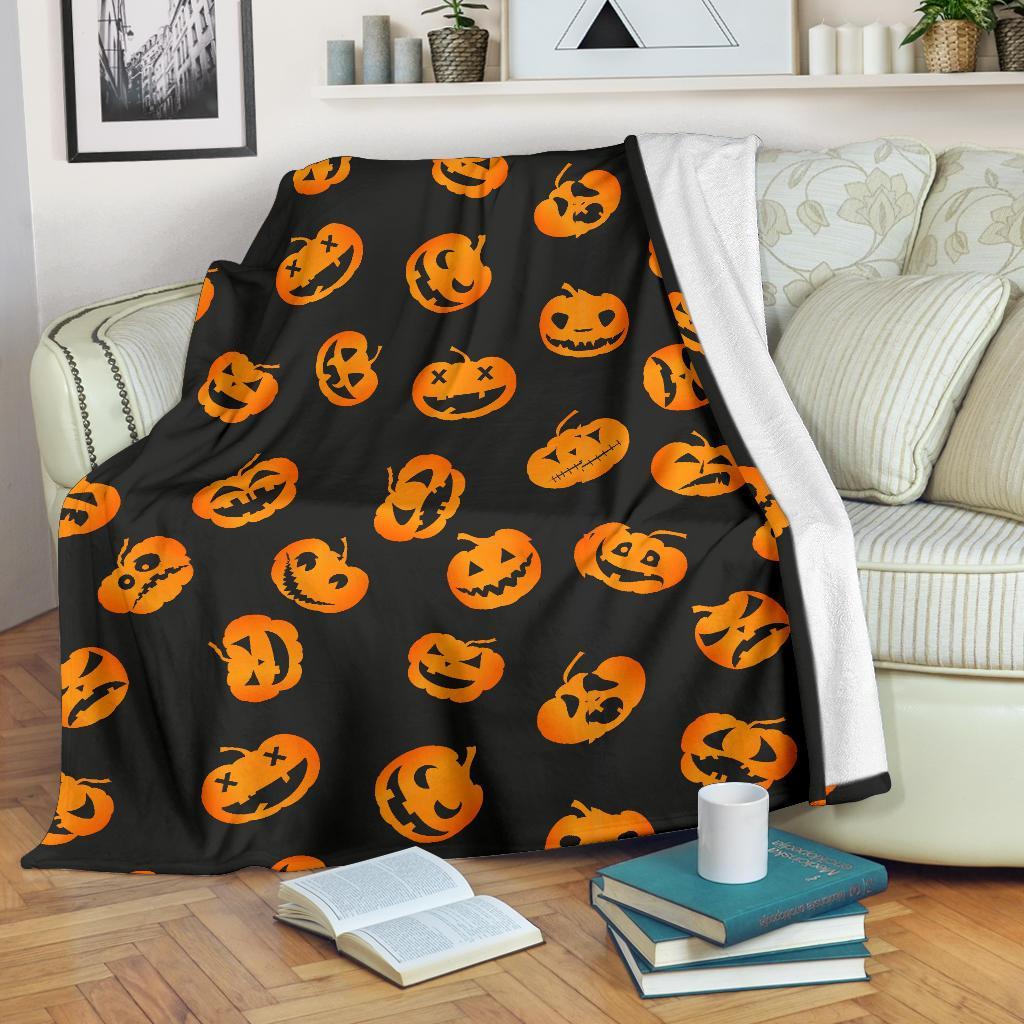 Pumpkin Halloween Pattern Print Blanket-grizzshop