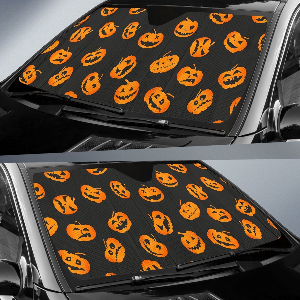 Pumpkin Halloween Pattern Print Car Sun Shade-grizzshop