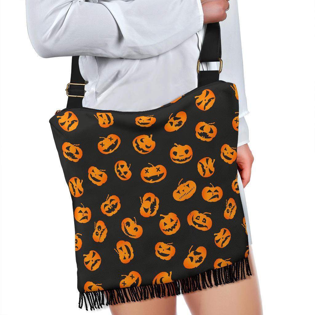 Pumpkin Halloween Pattern Print Crossbody bags-grizzshop