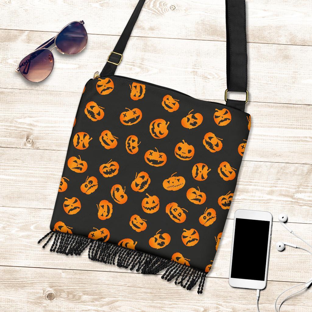 Pumpkin Halloween Pattern Print Crossbody bags-grizzshop