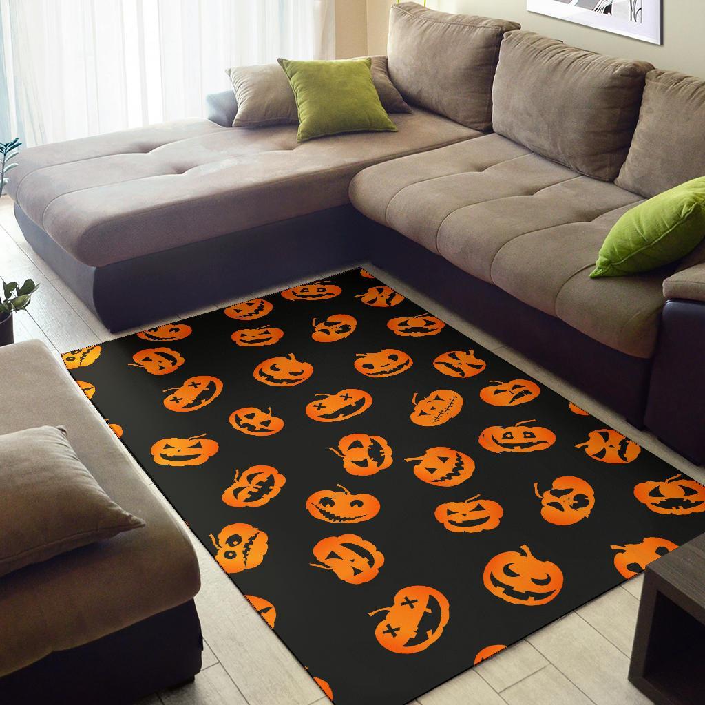 Pumpkin Halloween Pattern Print Floor Mat-grizzshop