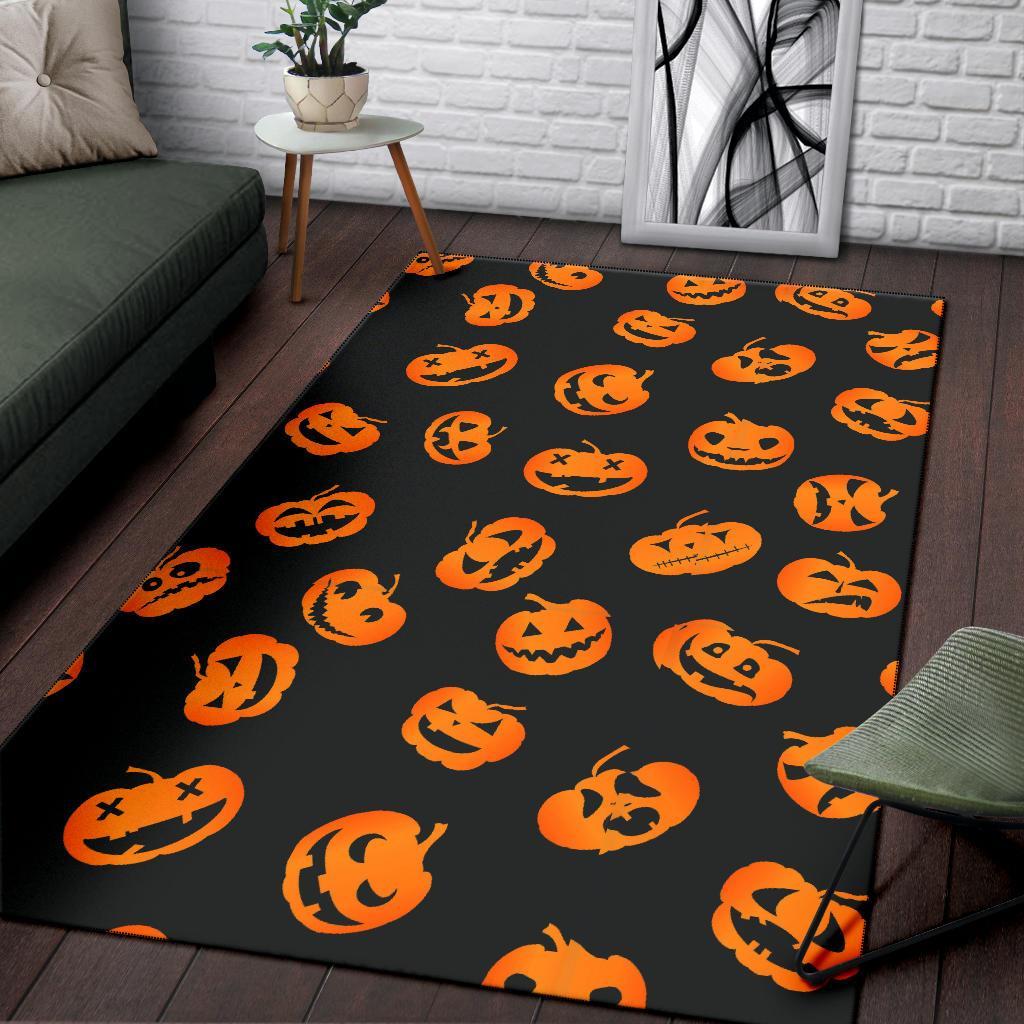 Pumpkin Halloween Pattern Print Floor Mat-grizzshop