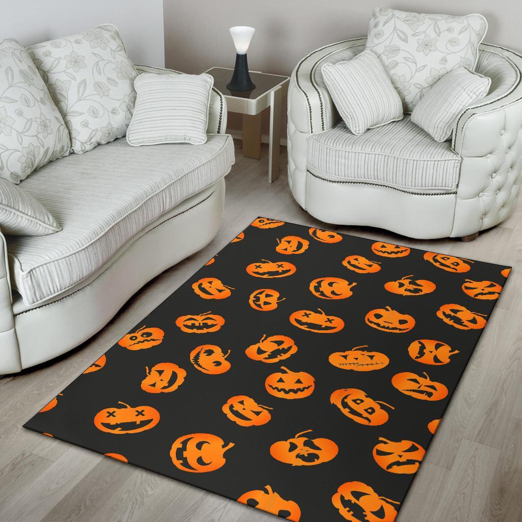 Pumpkin Halloween Pattern Print Floor Mat-grizzshop