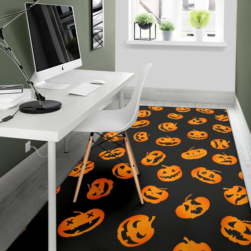 Pumpkin Halloween Pattern Print Floor Mat-grizzshop