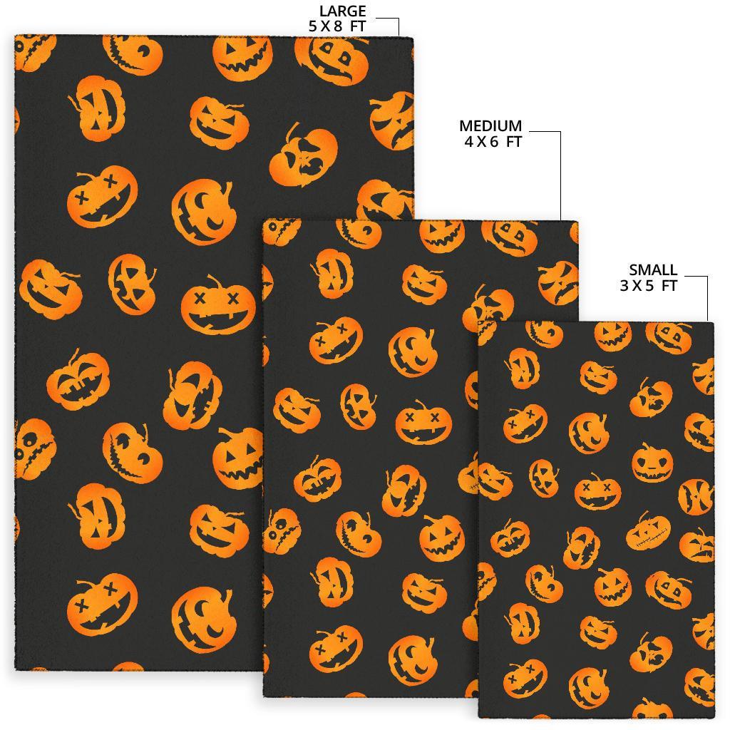 Pumpkin Halloween Pattern Print Floor Mat-grizzshop