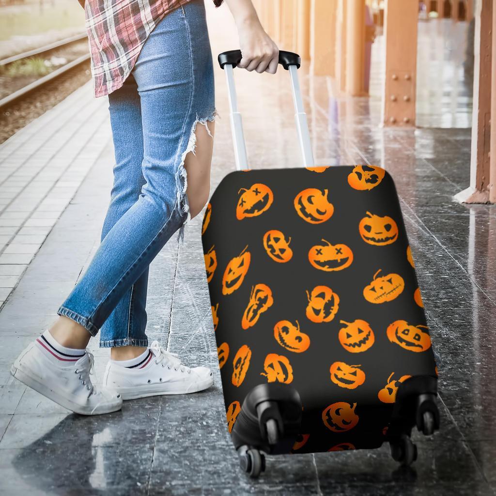 Pumpkin Halloween Pattern Print Luggage Cover Protector-grizzshop