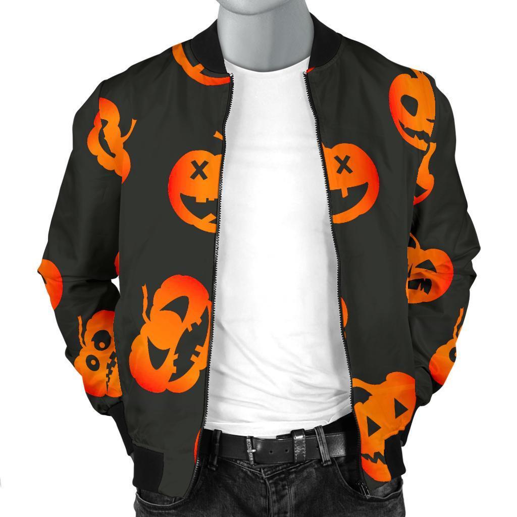 Pumpkin Halloween Pattern Print Men's Bomber Jacket-grizzshop