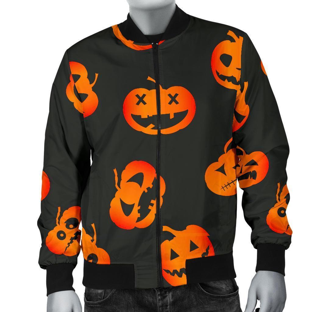 Pumpkin Halloween Pattern Print Men's Bomber Jacket-grizzshop