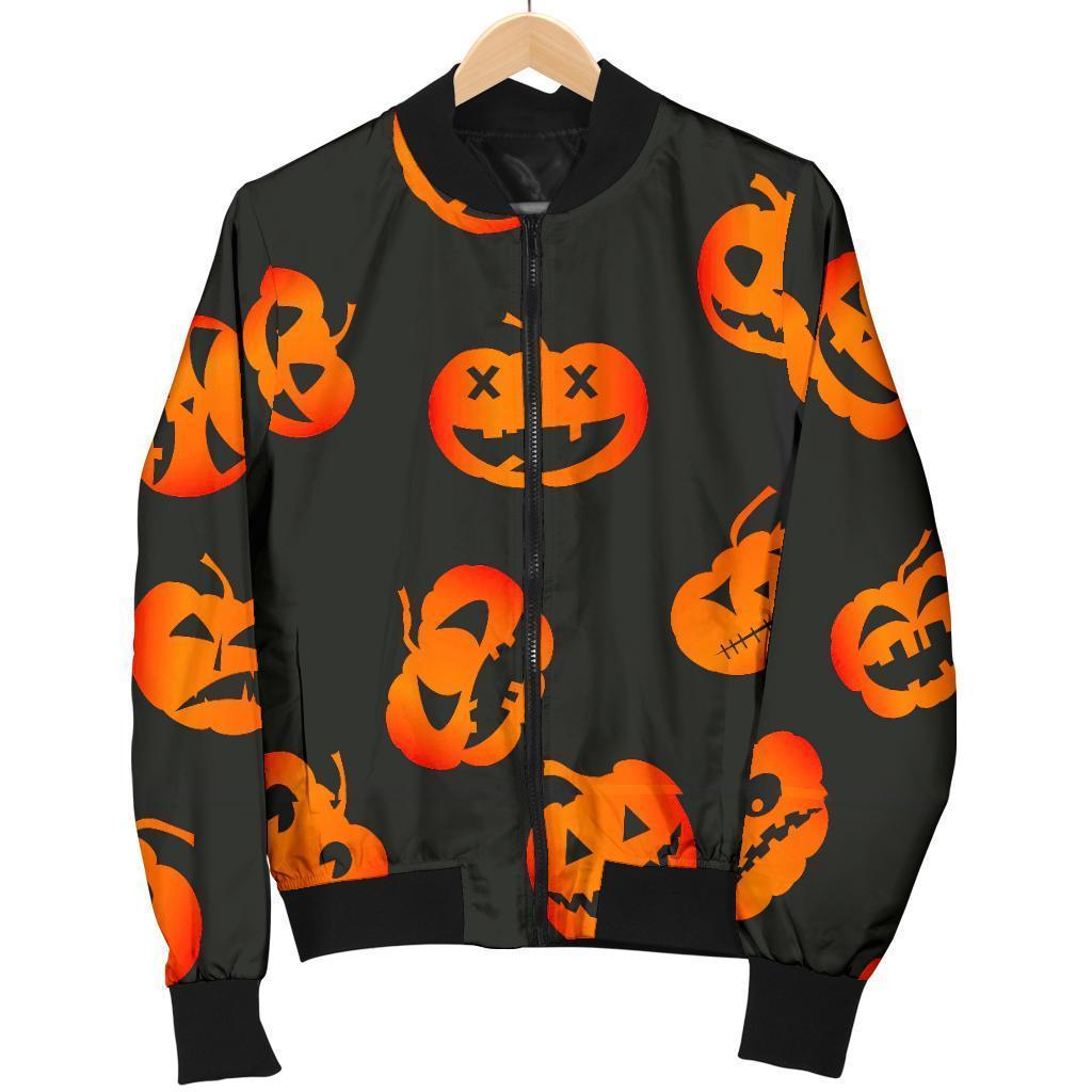 Pumpkin Halloween Pattern Print Men's Bomber Jacket-grizzshop