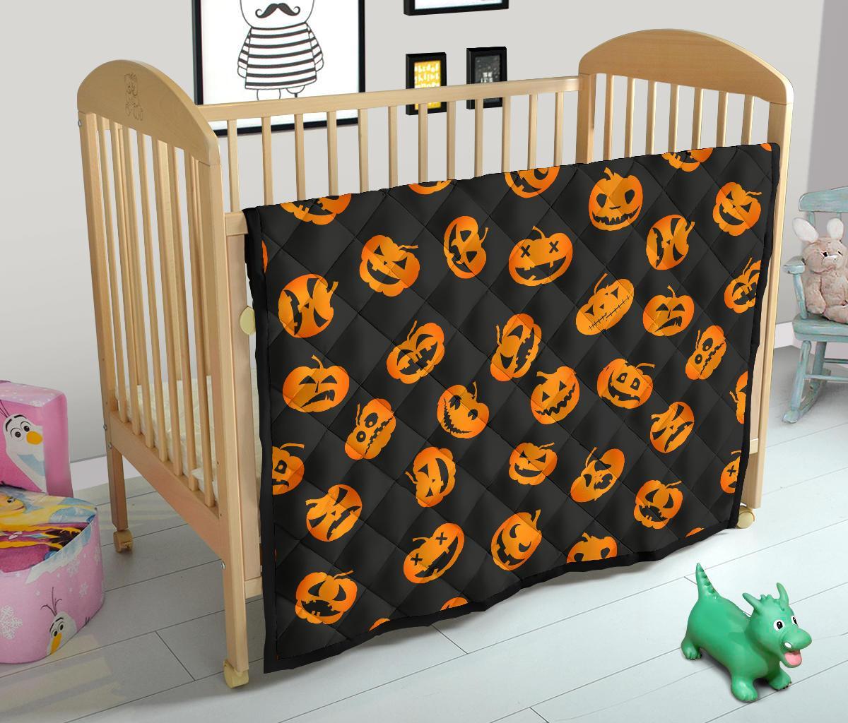 Pumpkin Halloween Pattern Print Quilt-grizzshop