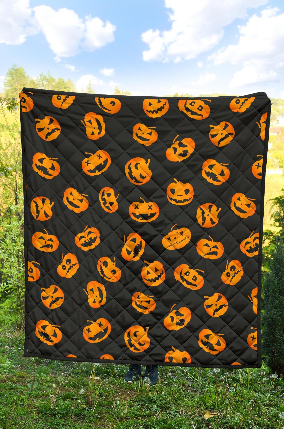 Pumpkin Halloween Pattern Print Quilt-grizzshop