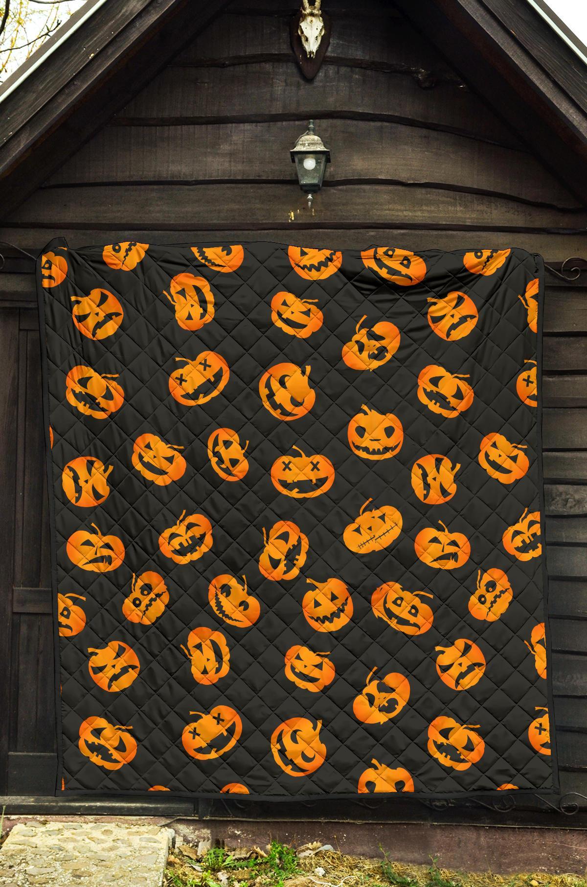 Pumpkin Halloween Pattern Print Quilt-grizzshop