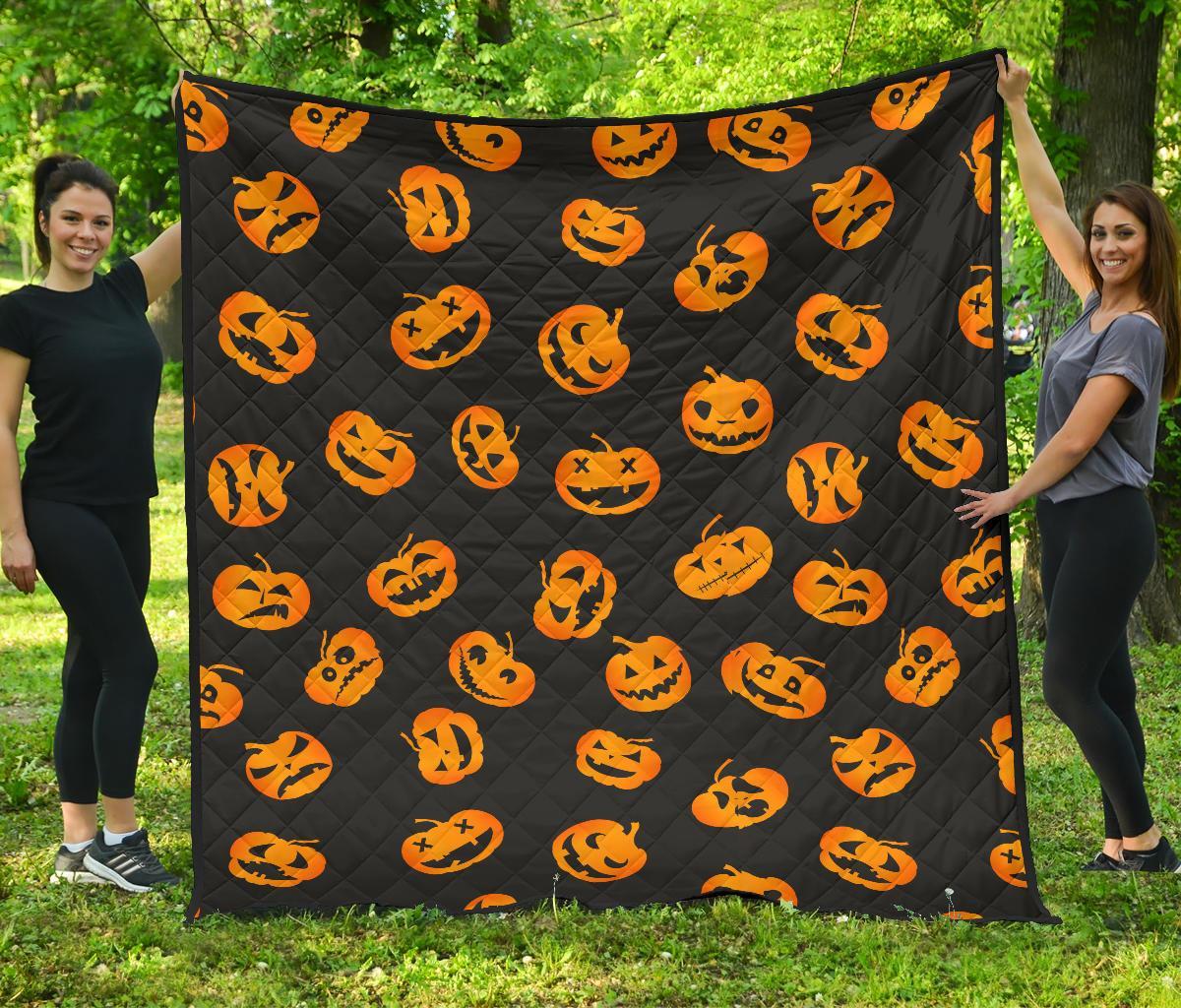 Pumpkin Halloween Pattern Print Quilt-grizzshop