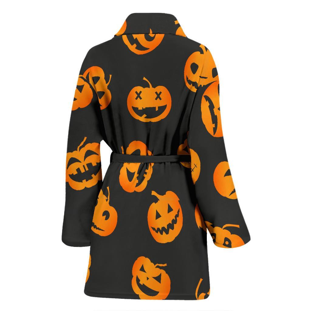 Pumpkin Halloween Pattern Print Women Long Robe-grizzshop