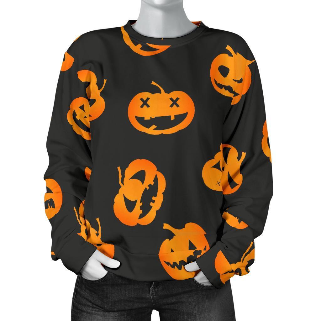 Pumpkin Halloween Pattern Print Women's Sweatshirt-grizzshop