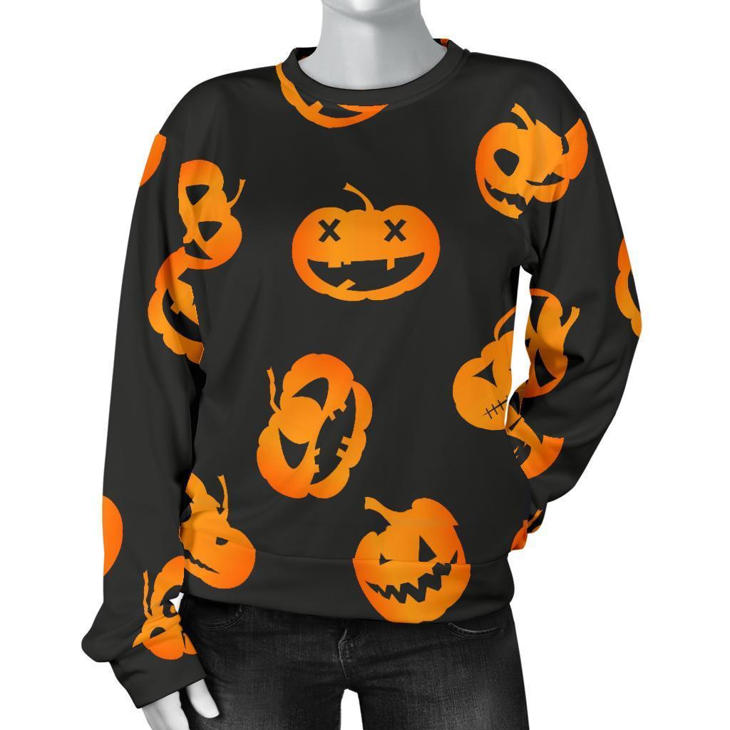 Pumpkin Halloween Pattern Print Women's Sweatshirt-grizzshop