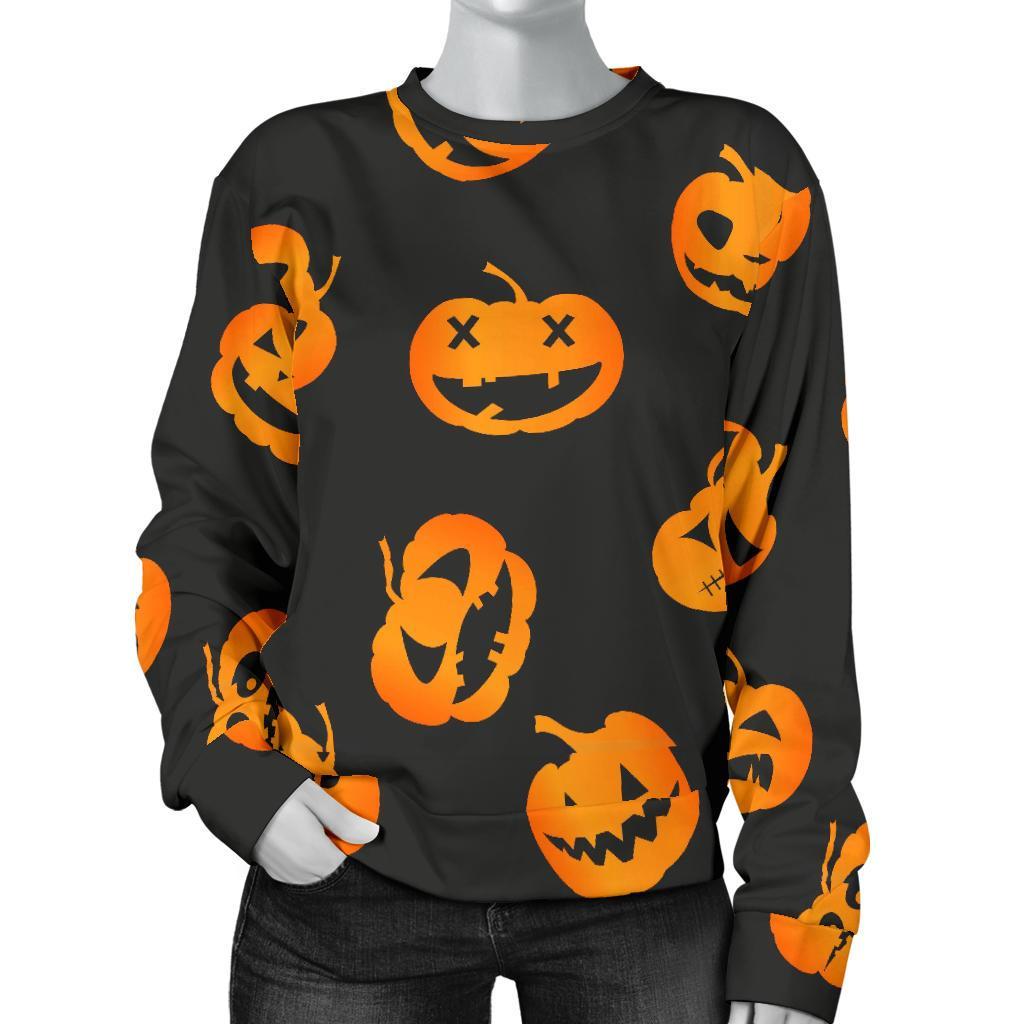 Pumpkin Halloween Pattern Print Women's Sweatshirt-grizzshop