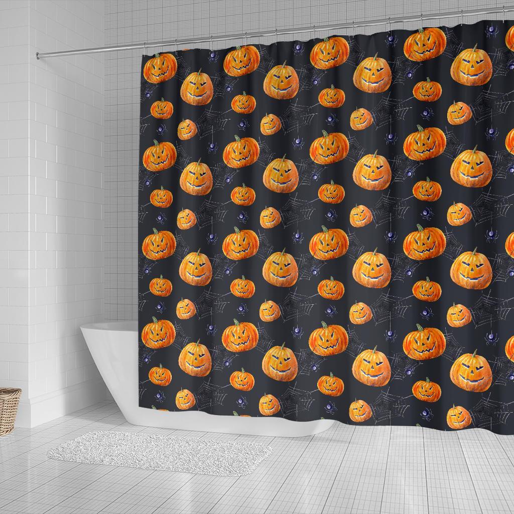 Pumpkin Halloween Print Pattern Bathroom Shower Curtain-grizzshop