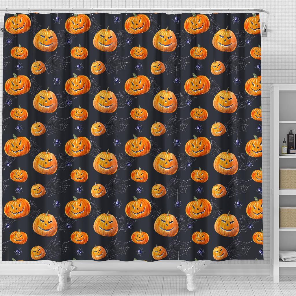 Pumpkin Halloween Print Pattern Bathroom Shower Curtain-grizzshop