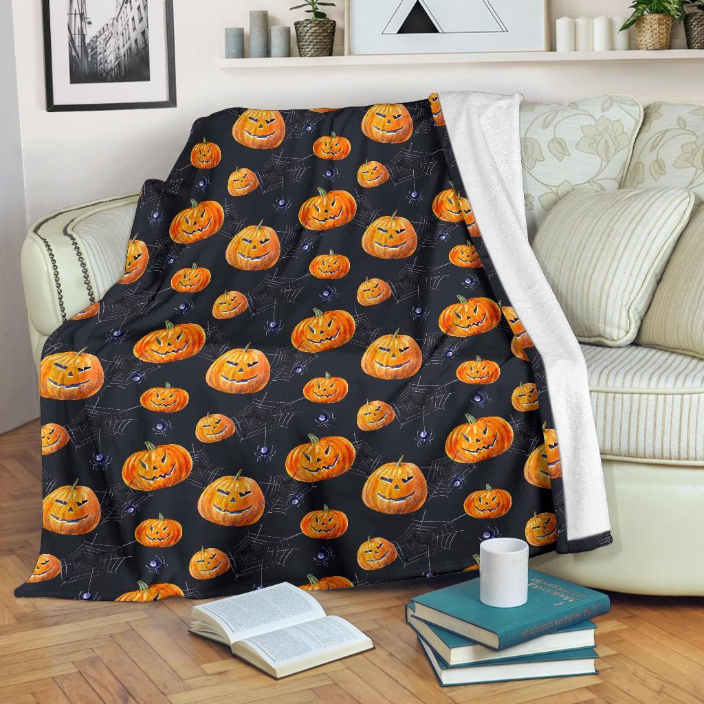 Pumpkin Halloween Print Pattern Blanket-grizzshop