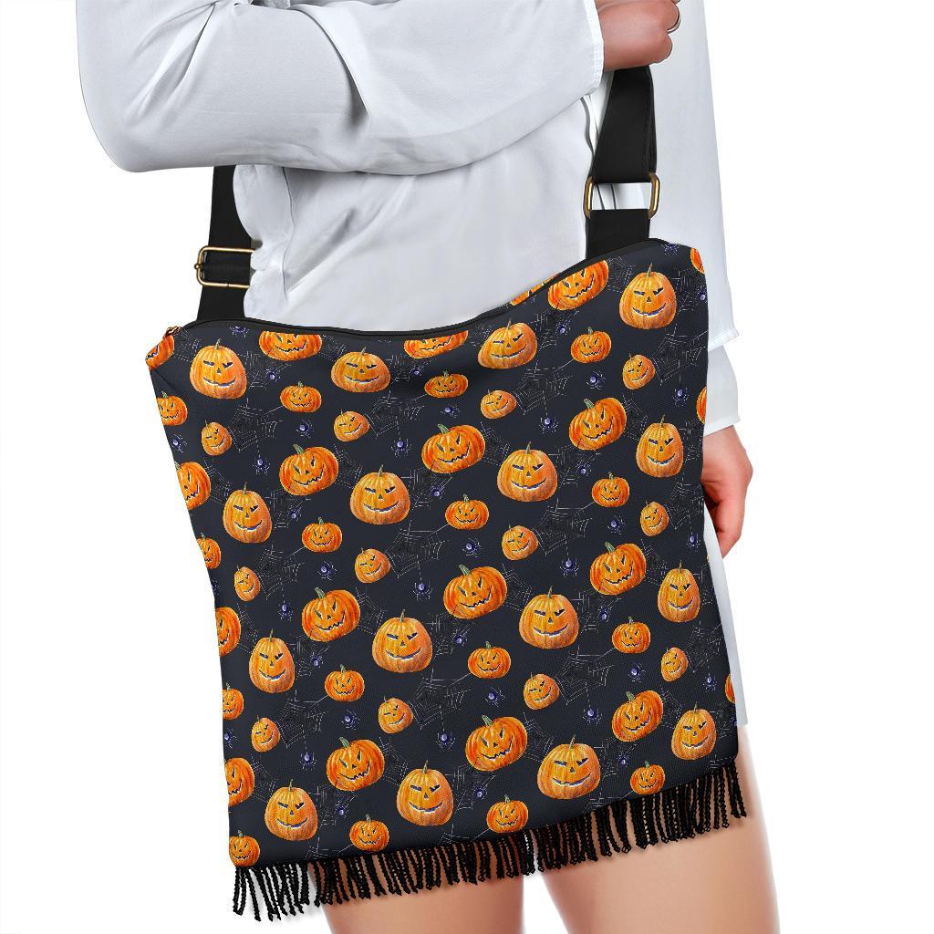 Pumpkin Halloween Print Pattern Crossbody bags-grizzshop