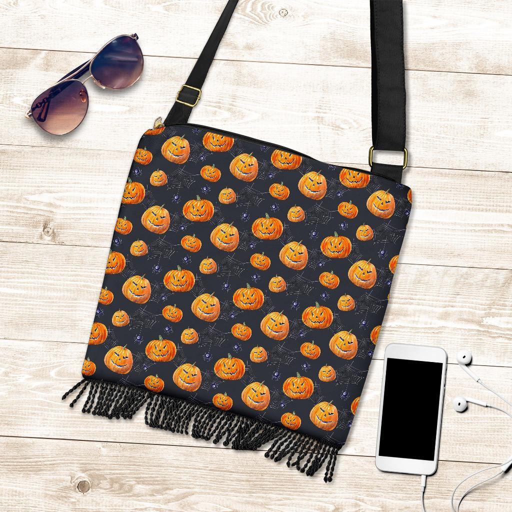 Pumpkin Halloween Print Pattern Crossbody bags-grizzshop