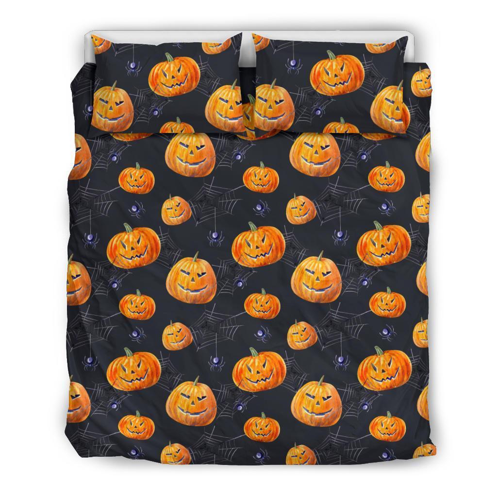 Pumpkin Halloween Print Pattern Duvet Cover Bedding Set-grizzshop