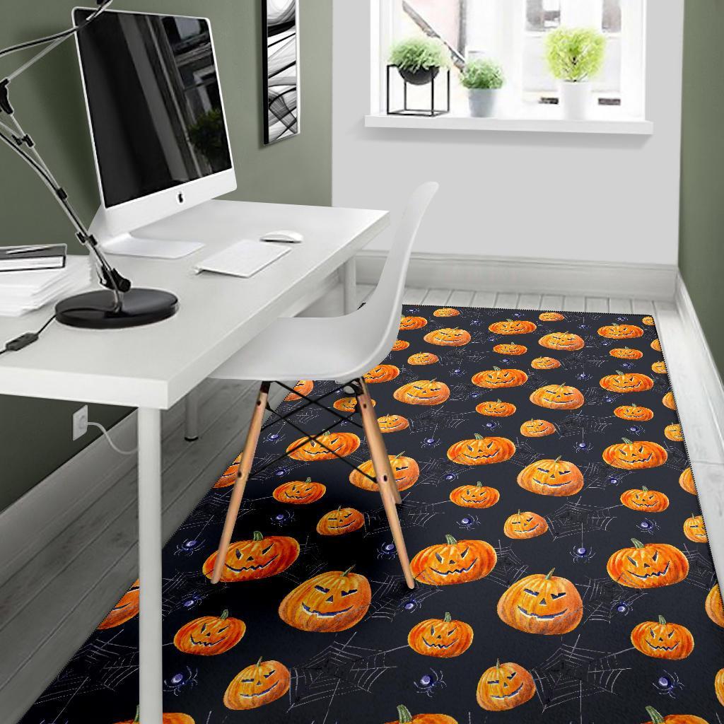 Pumpkin Halloween Print Pattern Floor Mat-grizzshop